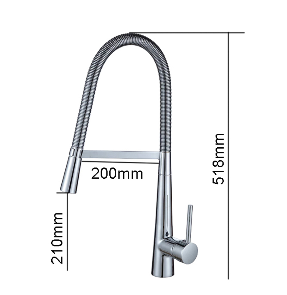 Kitchen Faucet with Brass Body 35mm Ceramic Cartridge Pull Down Chrome Surface Finish for Enhanced Durability