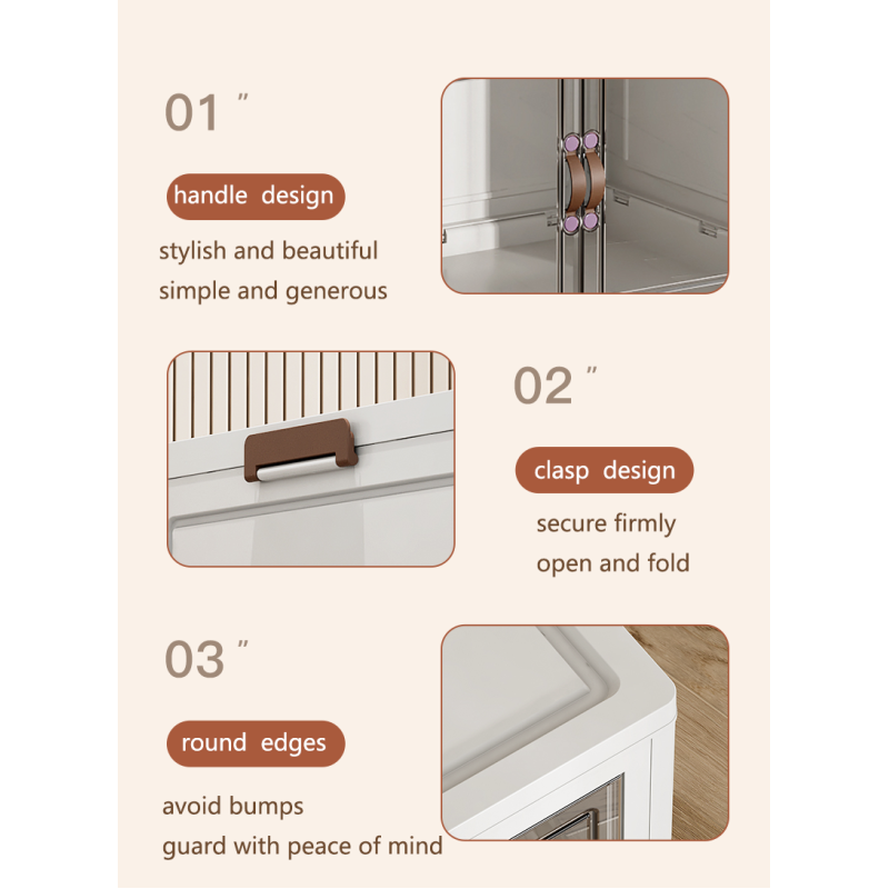 Home Transparent Clothing Folding Stackable Door Open Storage Cabinets  Storage Boxes & Bins  Storage Organizer