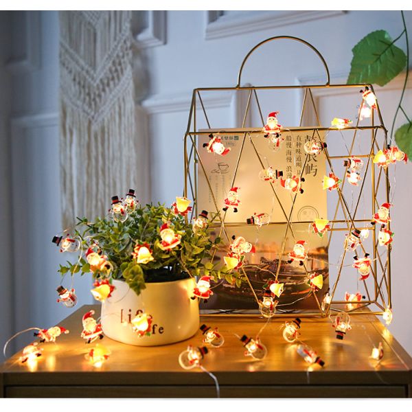Santa Claus Scepter Snowflakes Elk Socks LED String Lights for Fairy Christmas Decoration