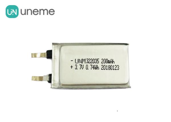 Bluetooth Headset Rechargeable Li Polymer Battery , 3.7V 200mAh Rechargeable Lithium Batteries