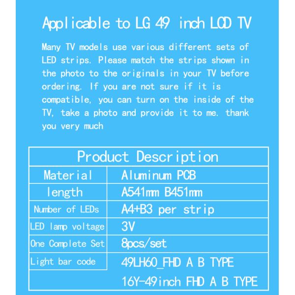 49LH604V LG TV Backlight JVC LT-50C550 49LW540S-UF SSC_AG79100101_A