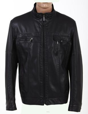 OEM chaquetas de cuero de la PU del diseñador para hombre de moda viscoso, fresco y de moda, negro del 100%