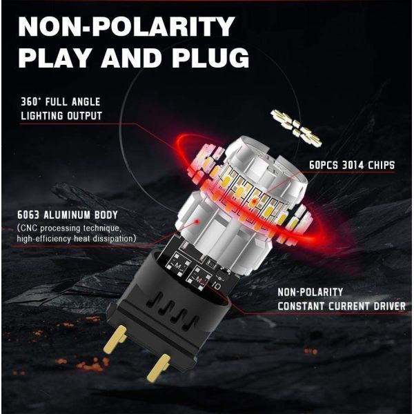 Halogen Size Non Polarity 850LM 8W G15 LED Turn Signal Light7440 W21W 3156 1156 Back up Lights for Car LED Small Bulb