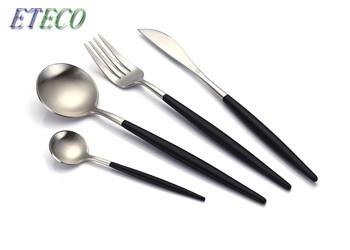 Eco-friendly Black And Rose Gold Utensils , Kitchen Cutlery Set Mirror Polish