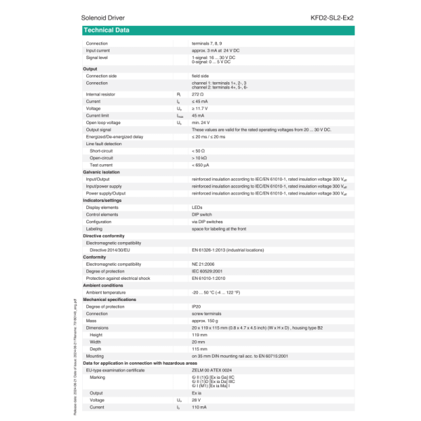 PEPPERL+FUCHS Isolated Barrier Solenoid Driver KFD2-SL2-Ex2