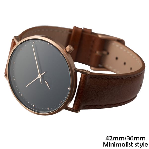 Custom Mens Leather Watches , Mens Wrist Watch With Brown Leather Strap