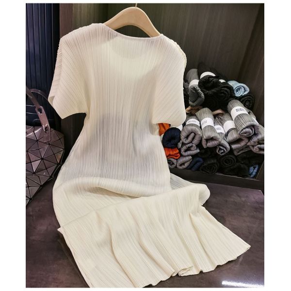 High-End Pleated Floral Dress Loose Slim Ladylike Elegant Sleeveless Round Neck Versatile Floor-Length Long Skirt