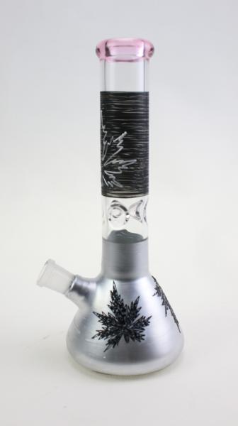 Engraved 14 Inch Beaker Smoking Glass Water Hookah Pipe 35mm