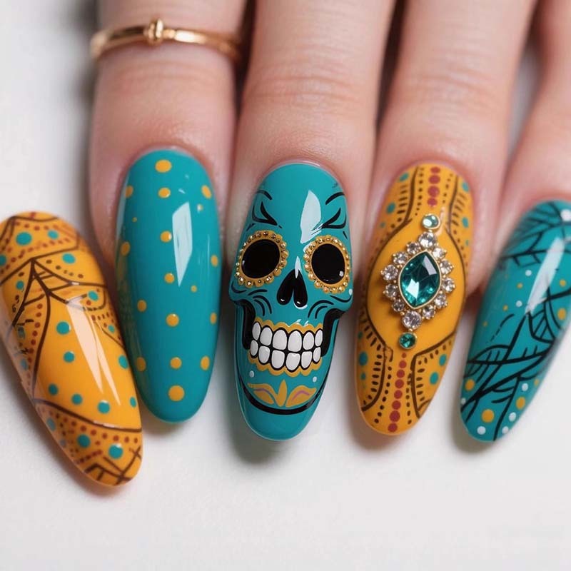 Halloween Wholesale holiday Press On Nails Spider Ghost Pumpkin Skeleton Short