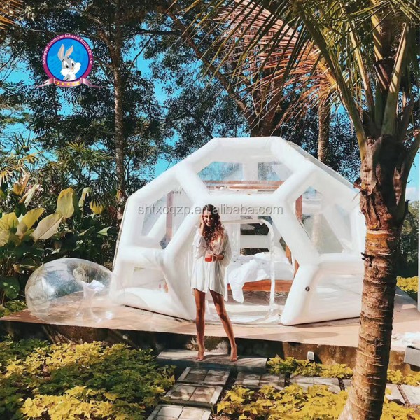 Shanghai football shape airtight inflatable transparent soccer bubble tent dome igloo for outdoor camping