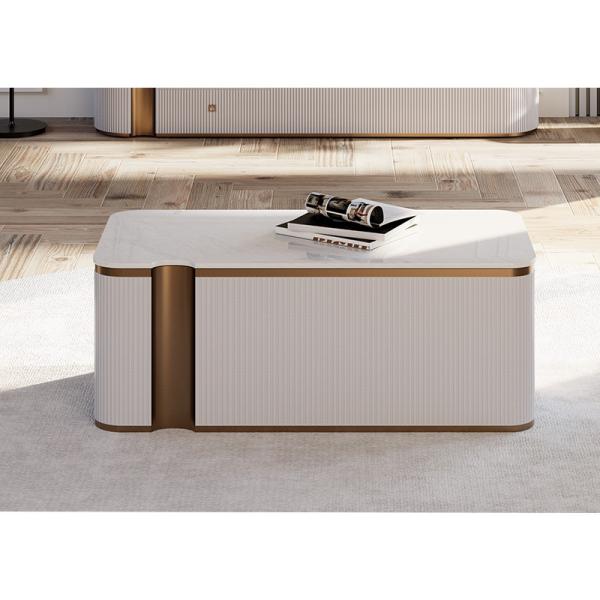 Simple Design Living Room White Wood TV Stand Home Furniture Storage Modern Modern Wooden Marble Slate Top TV Cabinet