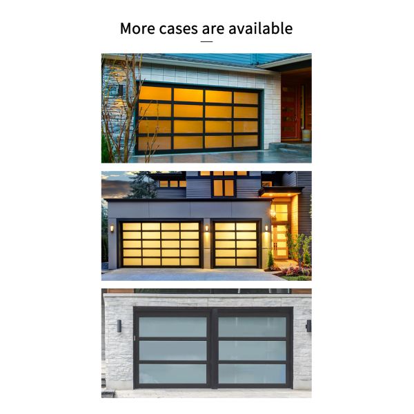 Porte de garage sectionnelle automatique personnalisée en aluminium sans cadre en alliage d'aluminium et verre, haute sécurité, étanchéité à l'eau classe 3, transparente