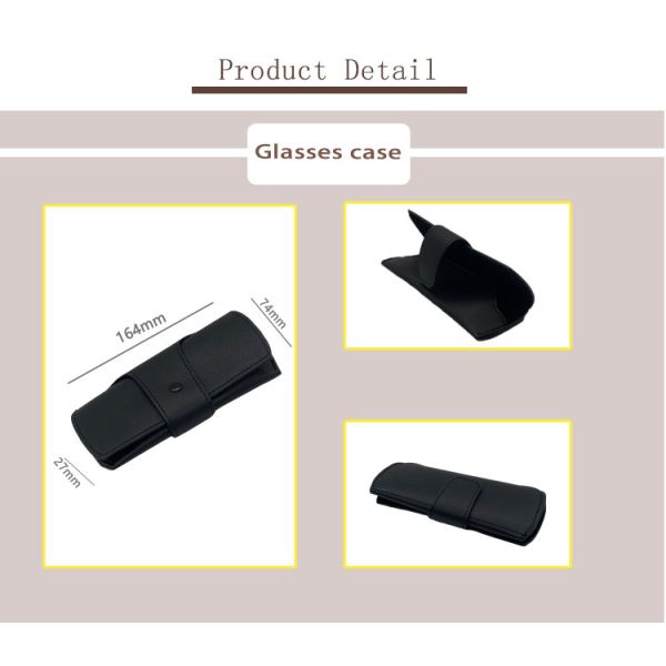 Lightweight Portable Printing Logo Black Leather Eyeglass Case Fashionable Pu