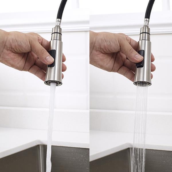 US Market Pull-Out Single Handle 2 Ways Mat Black Kitchen Faucet Pull Out Steel 304/316 Material Tap