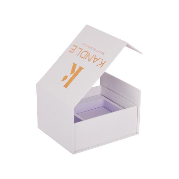 White Foldable Magnetic Flip Cover Rigid Paper Gift Box Packaging Candle