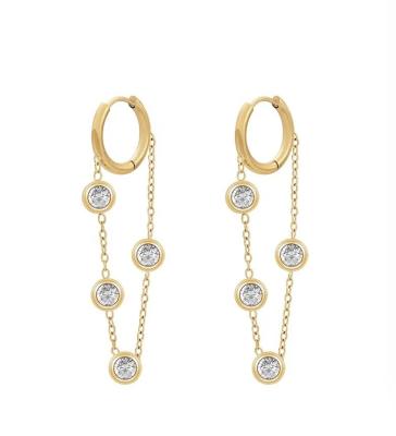 Chain Earrings Set for Women Stainless Steel Ear Pins  Dangle Earrings Butterfly Ball Bar CZ