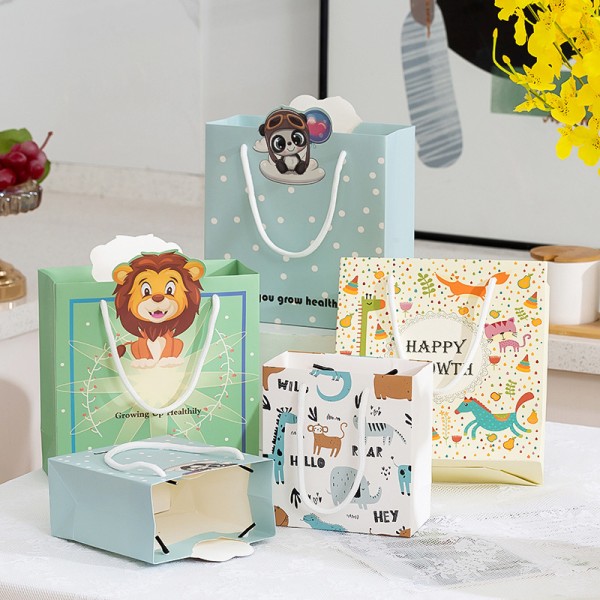 Custom Printed Cartoon Paper Gift Bags - Handheld Packaging For Gifts Party Favors & Return Gifts Cartoon - Themed Gift Bags With Rope Handles