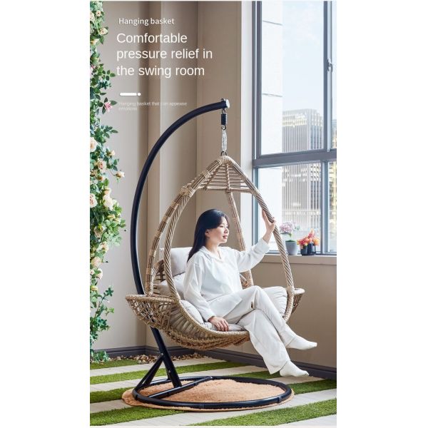 Wholesale Popular Wicker Patio Outdoor Metal Rattan Basket Egg Hanging Chair