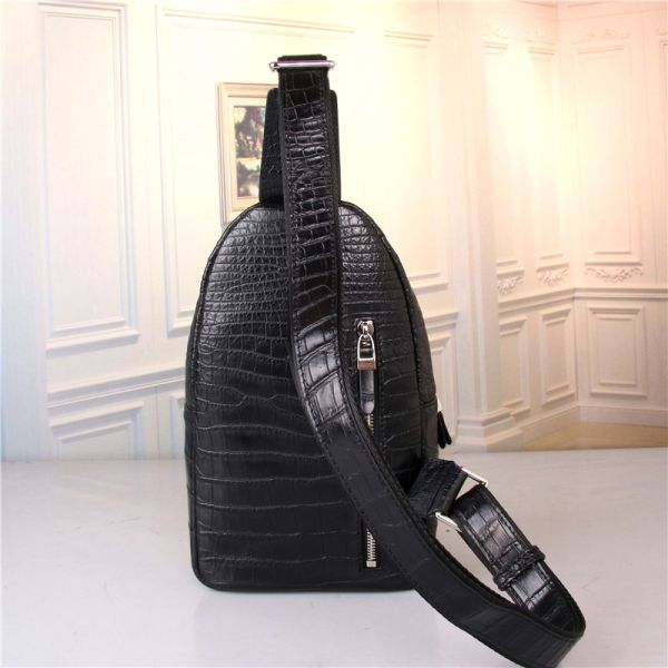 Fashion Designer Genuine Crocodile Belly Skin Casual Chest Bag For Men Messenger Bag Alligator Leather Cross Body Bag