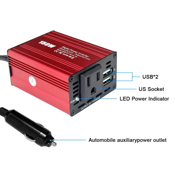 Szssth 150W DC 12v to AC 110v 220v Mini Car Power Inverter USB Converter Adapter Modified Sine Wave Inverter Charger with NFC Network