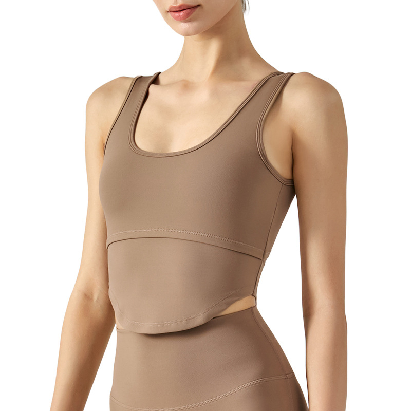 Бюстгальтера спорт шеи кофе u верхняя часть фитнеса нейлона жилета Breathable женщин заднего неубедительного