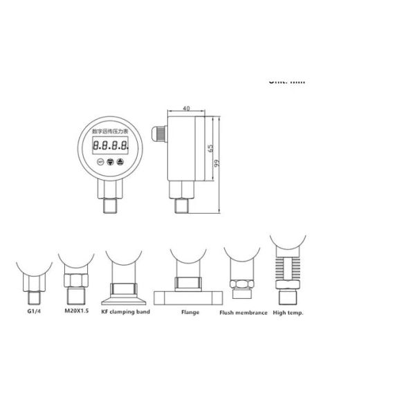 Vacuum Air Digital Pressure Gauge LED Display Y-60 RS485 24VDC