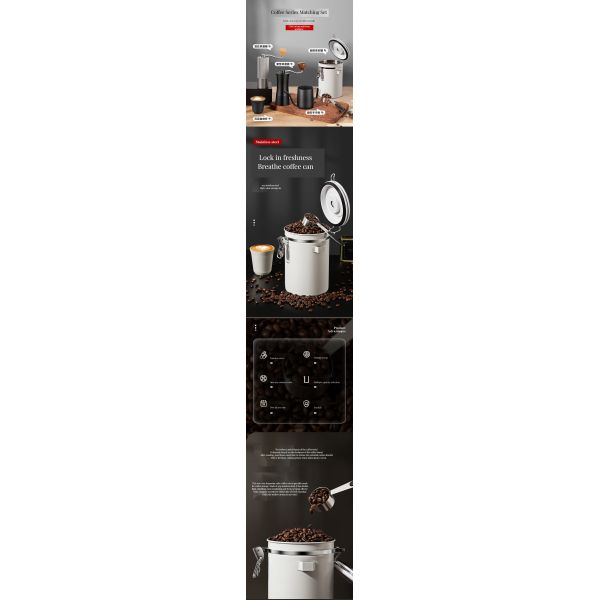 Round 1500ml Stainless Steel Coffee Storage Container for Commercial Buyers Beverage Stores