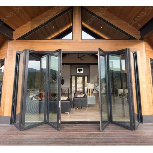 Grandsea Waterproof Hurricane Proof Aluminium Alloy Patio Glass Bi Folding Door American Bifolding Aluminum Folding Door