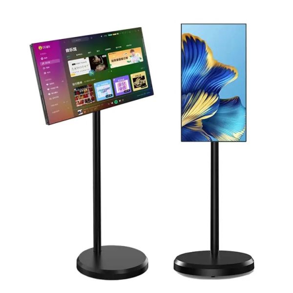 27 Inch Movable Smart Monitor Rollable Touch Screen TV Battery Powered Portable Stand Display Kiosk Factory