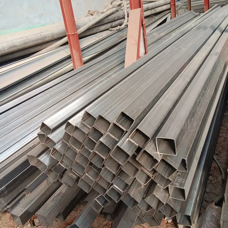 Tubo rectangular de acero inoxidable con borde de hendidura línea de cabello terminado 304 304L SS línea de cabello sección hueca acero inoxidable