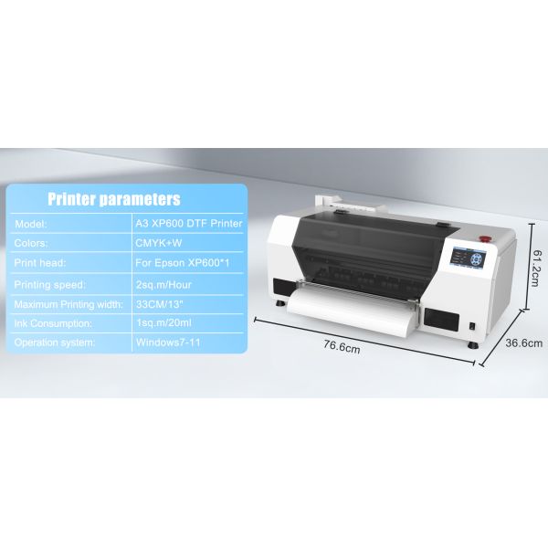 KECAI Touch Screen A3 DTF Printer XP600 Full-Automatic Textile Print Tshirt Printer A3 30cm Printing Machine for T Shirts Hats