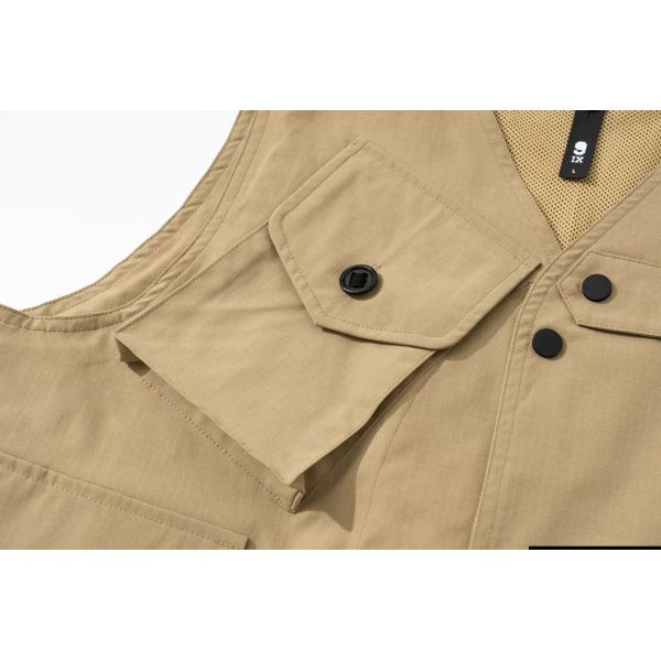                  Vintage Fall Fashion Multi Pocket Solid Casual Cargo Sleeveless Vest             