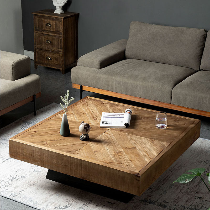 Oak Coffee Table for Living Room TV Stand and Center Table Marble Wood Adjustable Simple