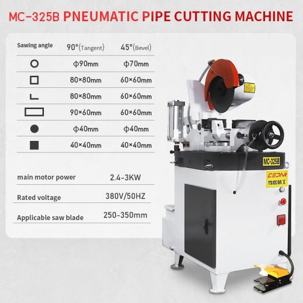 MC-325B Pneumatic Metal Pipe Cutting Machine Iron Pipe Cutting Machine Without Burr