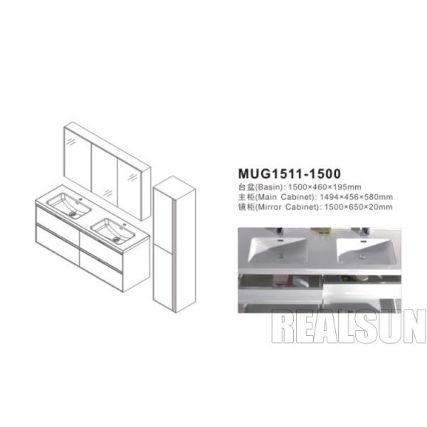 72 Mirror Modern Bathroom Vanity Cabinets Wall Mounted Moistureproof Double Sink