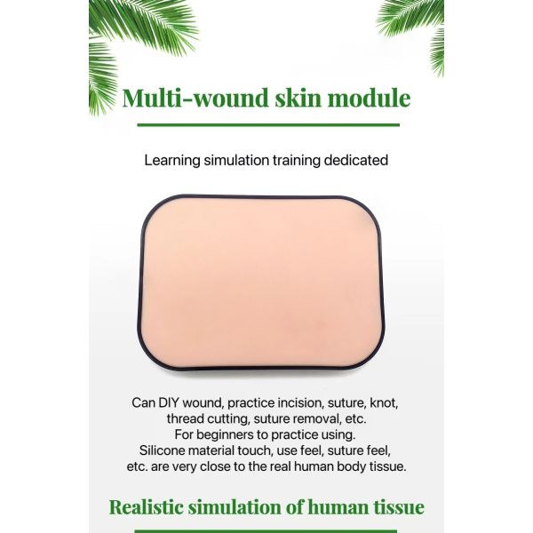 Pad de sutura de pele em caixa Pad de treinamento de sutura de ferida de silicone simulado