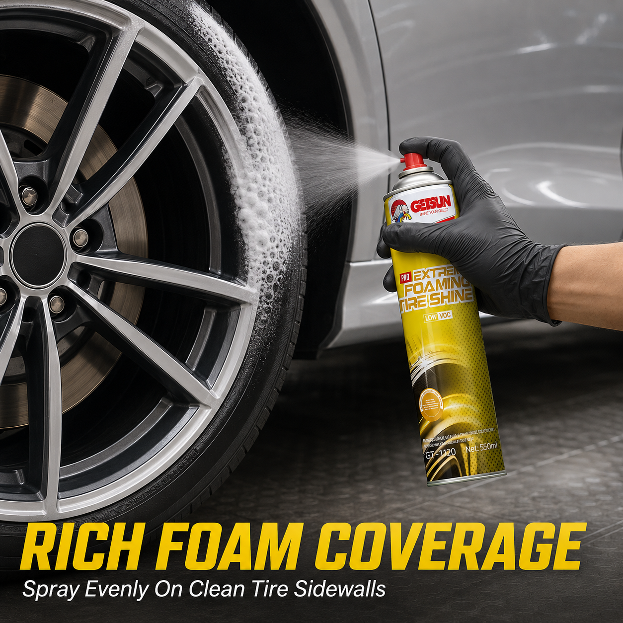 GETSUN GT-1120 550ml Extreme Foaming Tire Shine Spray