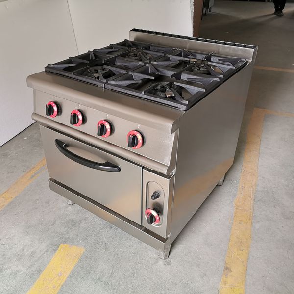 Cocina de acero inoxidable de pie libre 4 quemadores estufa de gas con horno