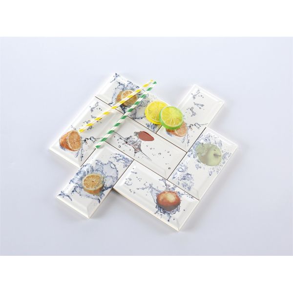 White 75x152mm Ceramic Indoor Wall Tiles for Kitchen