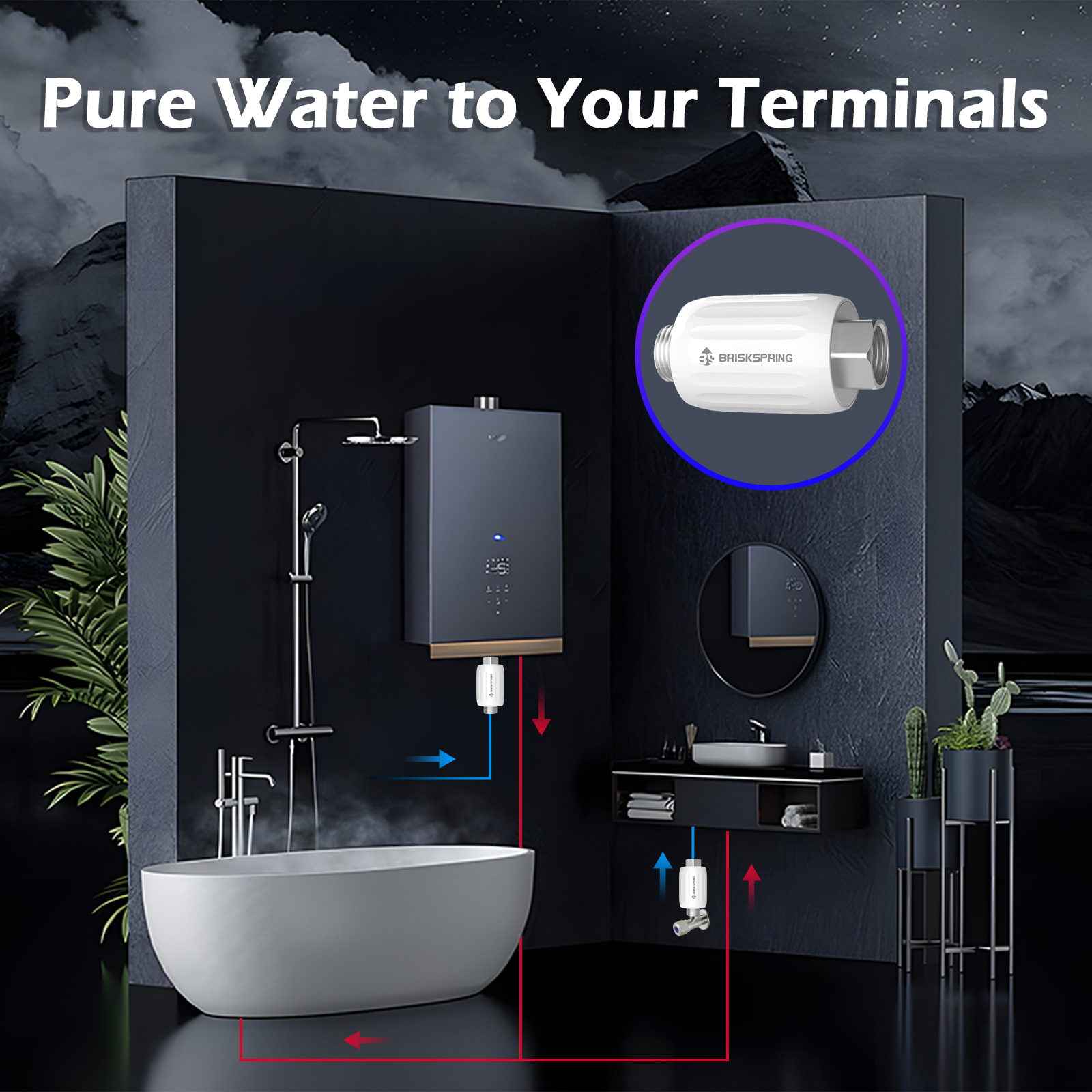Compact Salt-Free Inline Water Descaler 1/2 Inch Threaded Scale Inhibitor for Home Water Systems