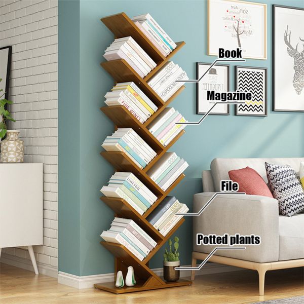 NO Folded Small Tree Bookshelf Unique Wide cases Classroom Rack Display shelf Organizer for Magazine CDs Modern