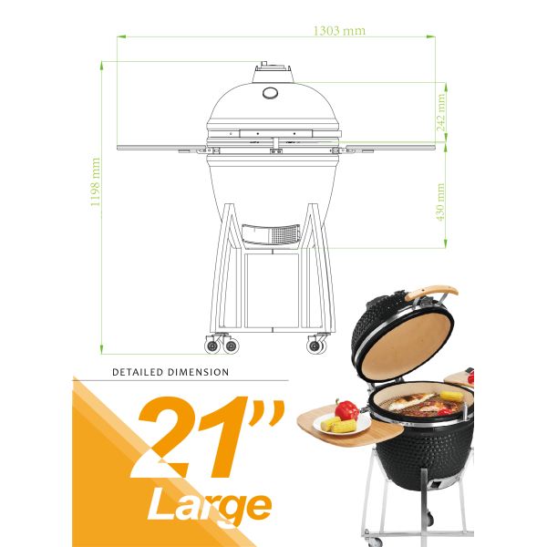 Asador De Carbon Green 13 21 23.5 Inch XL Outdoor Raclette Ceramic Egg Charcoal BBQ Grills Kamado
