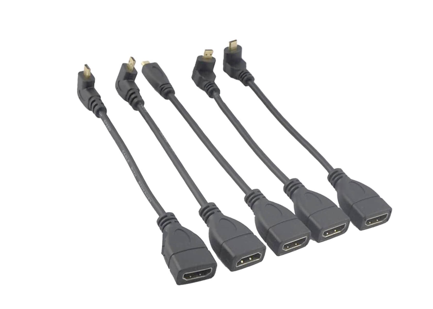 Двинутый под углом микро- мужчина HDMI к направлениям Up-Down-Left-Right+1pcs соединителя 4 переходника кабеля HDMI женским прямо