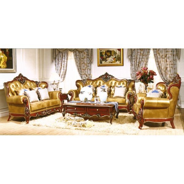 New Design Antique Sofa European Style Classic Genuine Fabric Sofa Sets