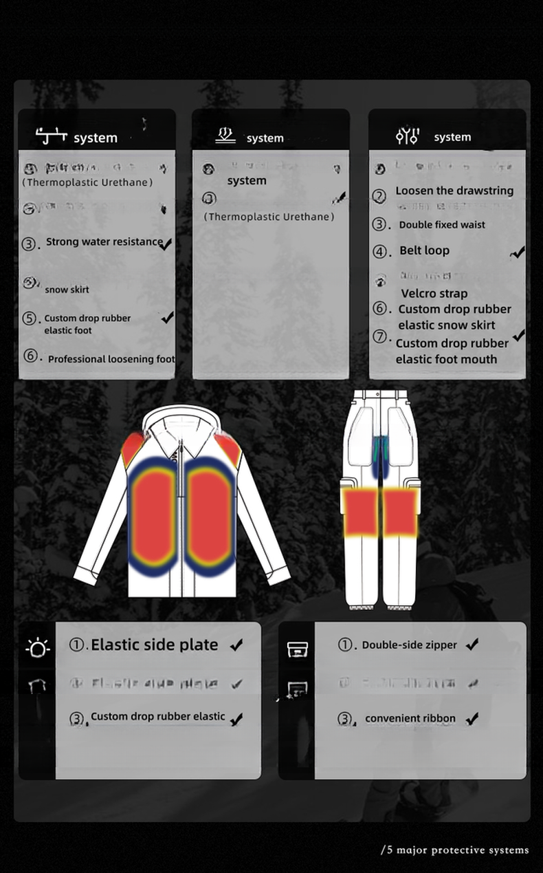 Function Windproof Waterproof Ski Pants for Sports 2023 Style Reflective Lines Ski Suit