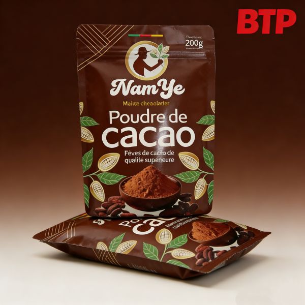 High for Stand up Resealable Pouch with Zipper Top PE Plastic Custom Logo for Cocoa & Coffee Powder Packaging