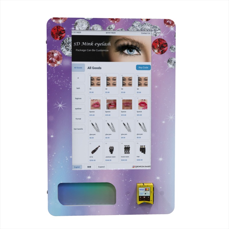 24-Hour Self-Service Mini Lashes Vending Machine Touch Screen Id Card Reader and Age Recognition