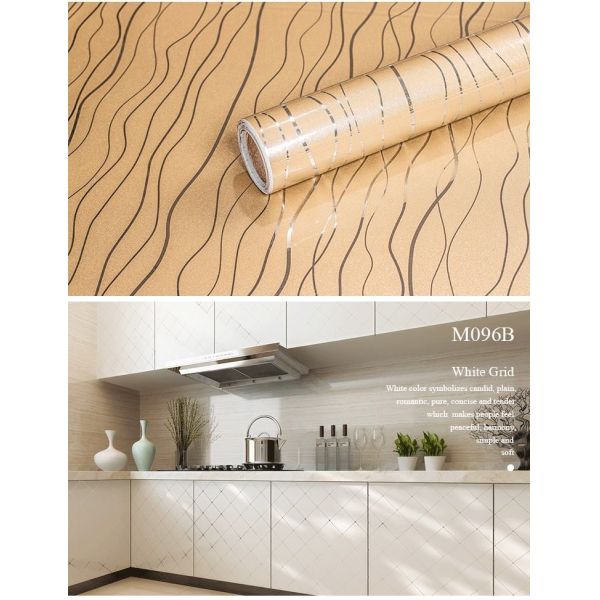 PVC Glossy Self Adhesive Wallpaper 10m Kitchen Counter Wallpaper
