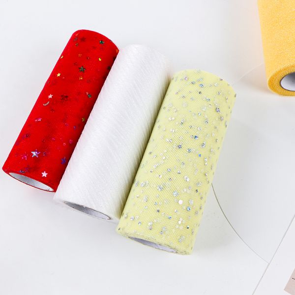 Customizable Tulle Mesh Fabric Roll Ribbon Solid Color for DIY Party Decoration Projects