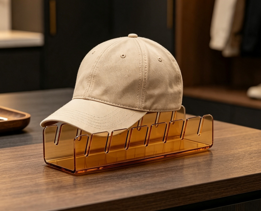 Clear Acrylic Hat Organizer, Multi Slot Baseball Cap Display Stand, Desktop Cap Storage Rack for Closet & Bedroom